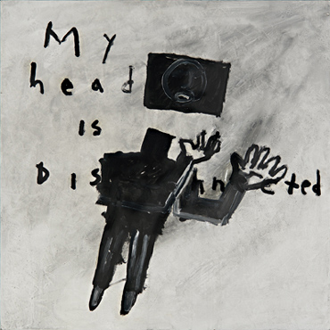 David Lynch, My Head is Disconnected, 102 x 102 x 4 cm, Painting Courtesy: Privat collection